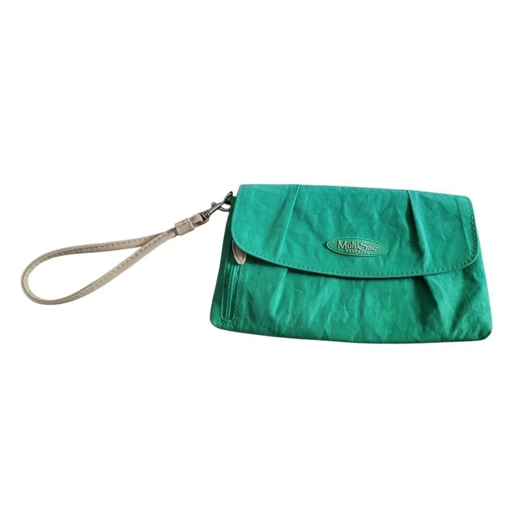 Multi Green Clutch with Wristlet and Textured Finish